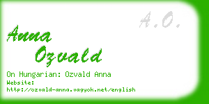 anna ozvald business card